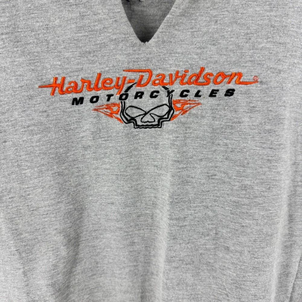 Harley-Davidson Mens Gray Embroidered Skull Muscle Tee Conway NH Size L‎